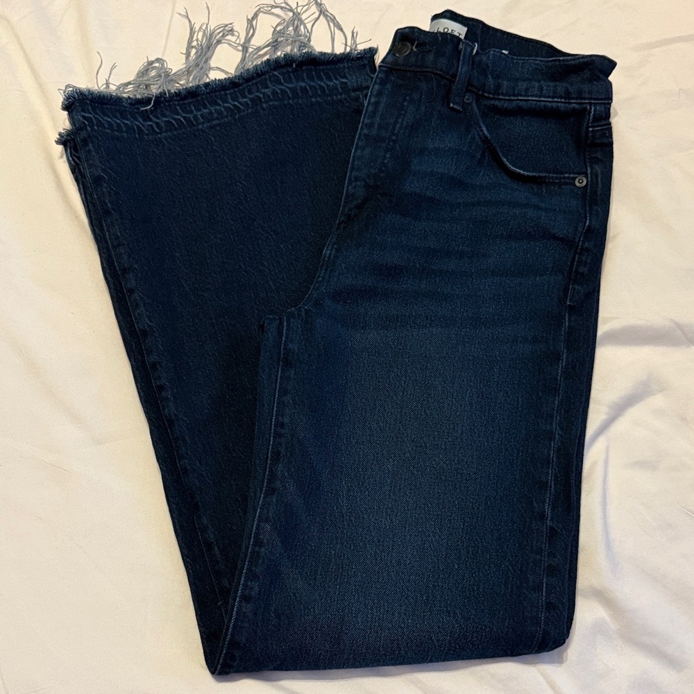 Loft Frayed Hem Wide Leg Women Jeans